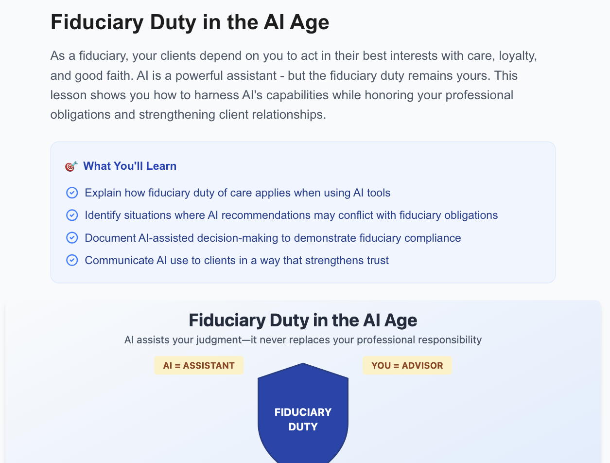 Ethics chapter lesson page: Fiduciary Duty in the AI Age